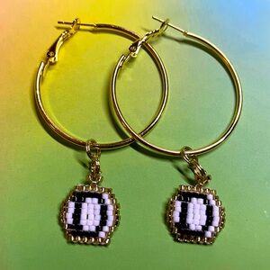 BEADED INITIAL HOOP EARRINGS- "D"